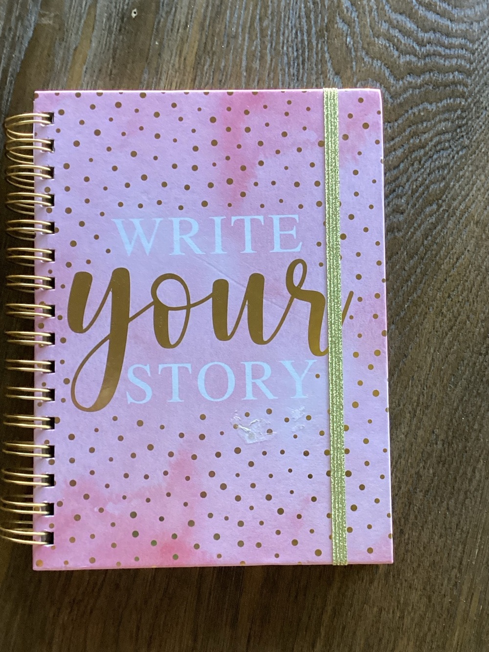 Write Your Story Pink Spiral Notebook with Gold Accents